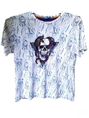 Robert Graham Snake & Skull Embroidered T-Shirt Size 2X